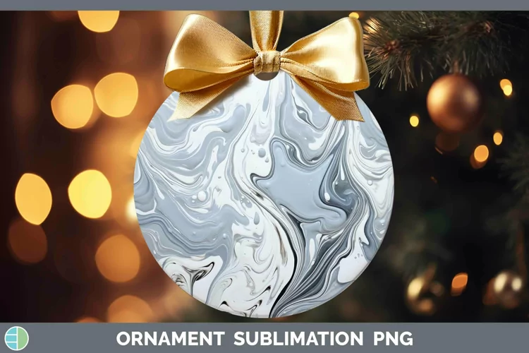Paint Pour Silver Ornament Sublimation Bauble Designs