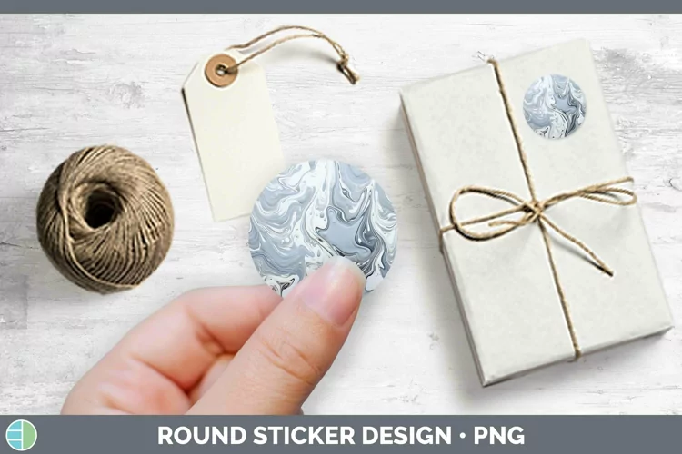 Paint Pour Silver Stickers | Round Labels Designs