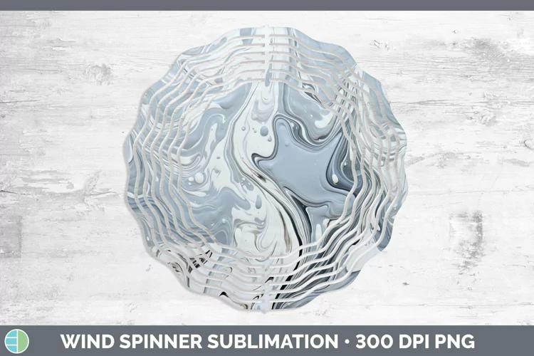 Paint Pour Silver Wind Spinner Sublimation Spinner Designs