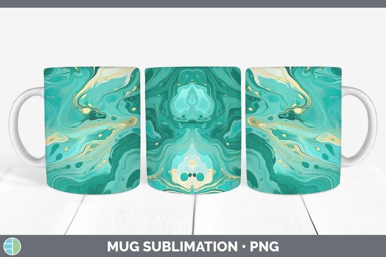 Paint Pour Teal Mug Wrap Sublimation Coffee Cup Designs
