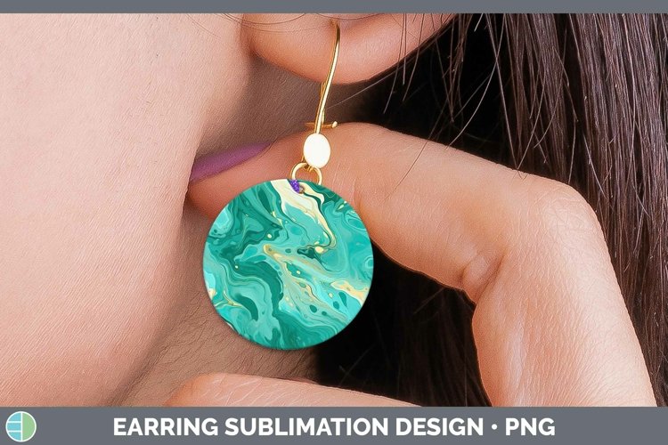 Paint Pour Teal Round Earrings Sublimation Earrings Designs