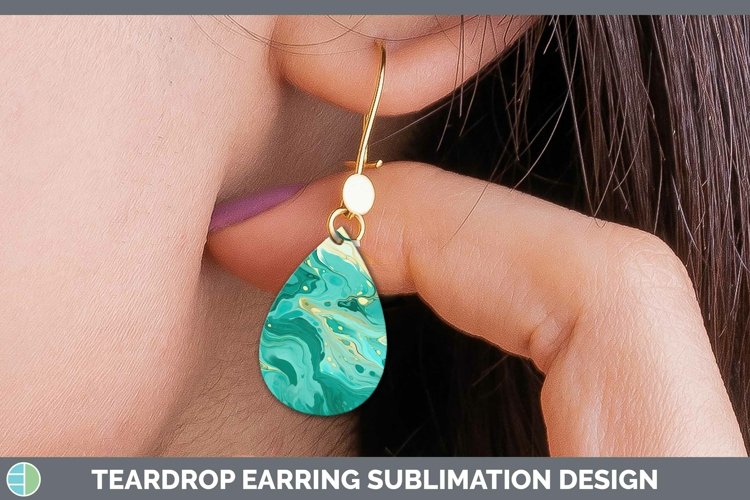 Paint Pour Teal Teardrop Earrings Sublimation Earrings Desig