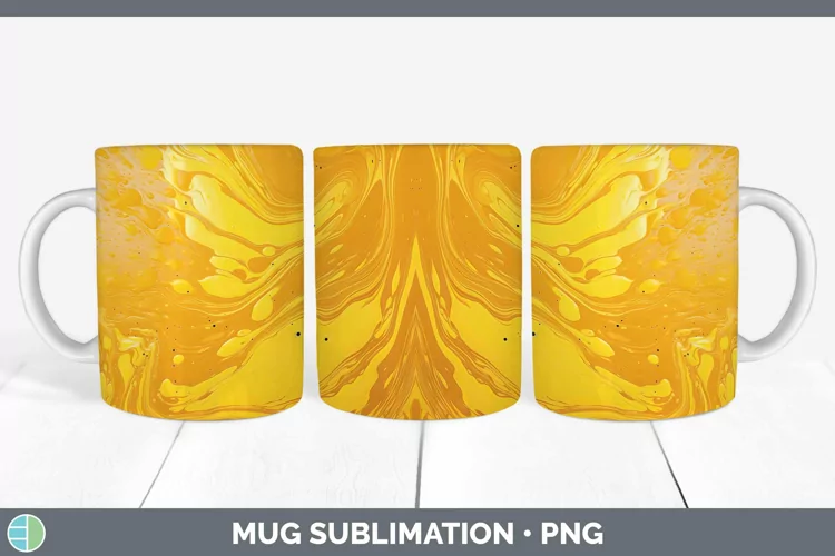 Paint Pour Yellow Mug Wrap Sublimation Coffee Cup Designs