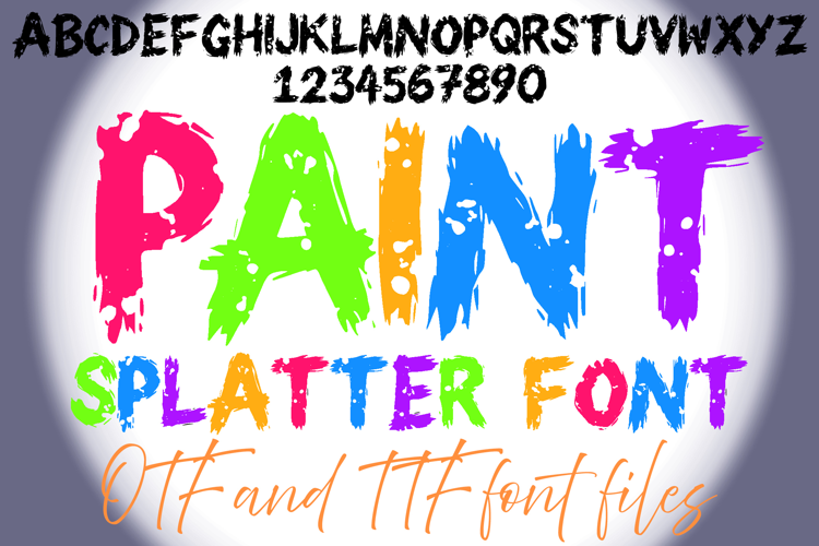 Paint Splatters Alphabet Lettering ABC Text Font brush Type