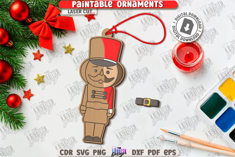 Paintable Christmas Ornament Laser Cut|Xmas Painting Toy SVG