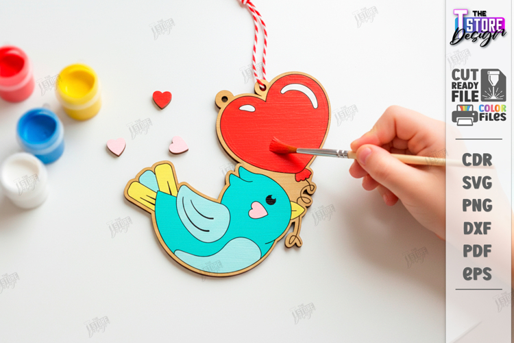 Valentines Paintable Ornament Laser Cut | Coloring Craft