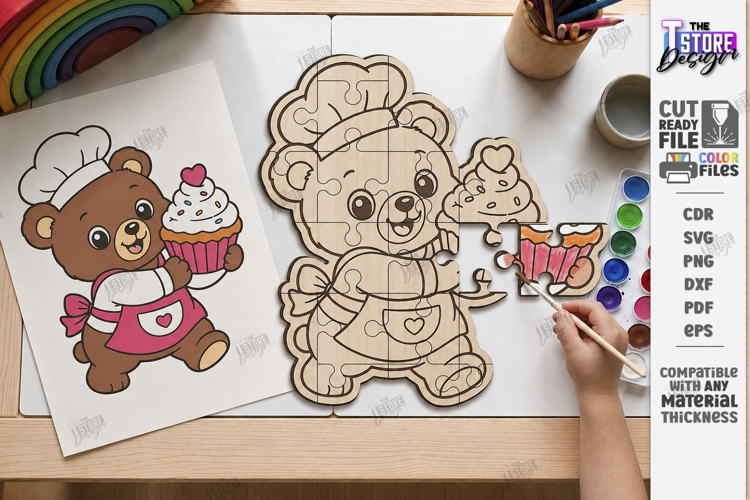 Kids Animal Puzzle Laser Cut | Coloring Puzzle | Cute Bear
