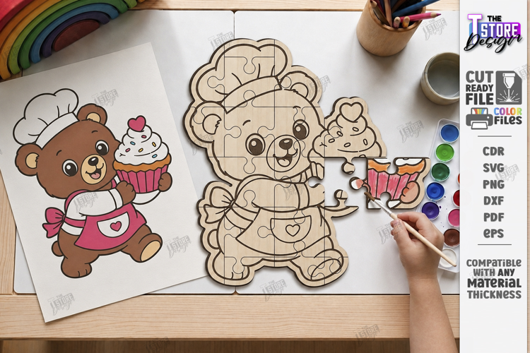 Kids Animal Puzzle Laser Cut | Coloring Puzzle | Cute Bear