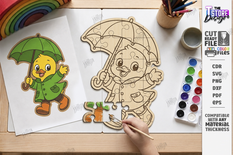 Kids Animal Puzzle Laser Cut | Coloring Puzzle | Duckling