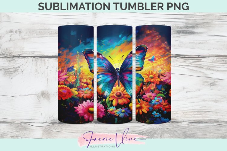 Butterfly Tumbler Wrap Sublimation Design
