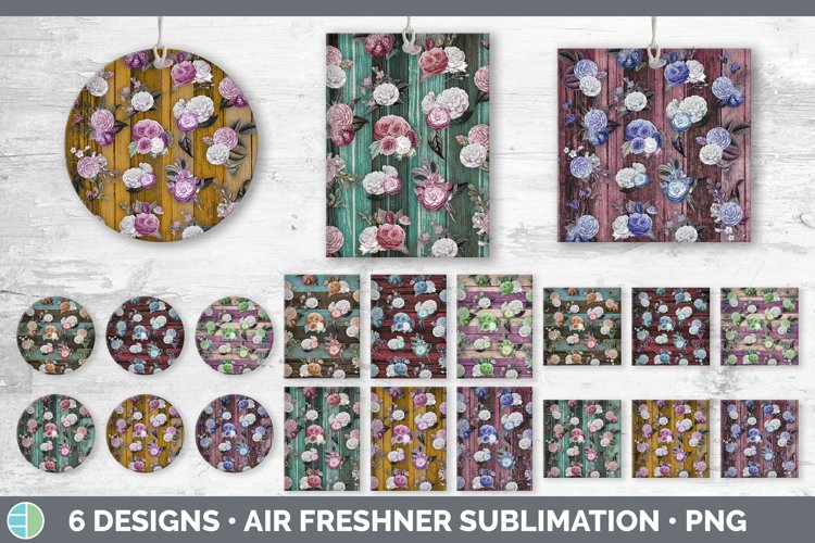 Painted Florals Wood Air Freshener | Sublimation Designs Bun