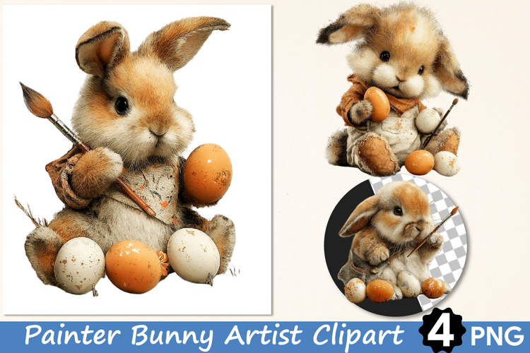 Painter Bunny Artist Clipart PNG