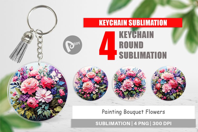 Keychain Painting Bouquet Flowers