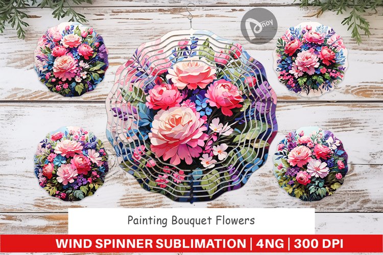 Wind Spinner Painting Bouquet Flowers