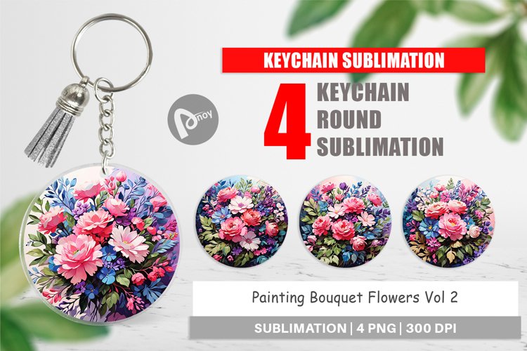 Keychain Painting Bouquet Flowers