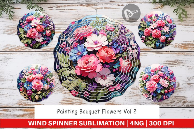 Wind Spinner Painting Bouquet Flowers