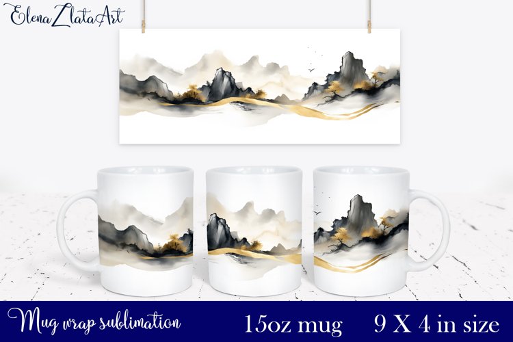 Sublimation mug design Mountain landscape 15 oz