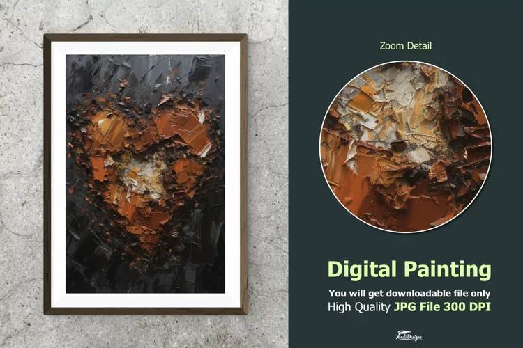 Abstract Heart Impressionist Digital Painting V1