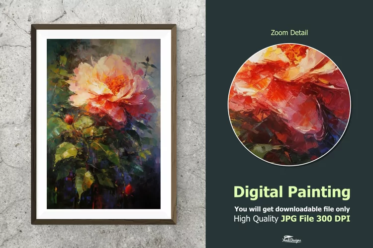 Flower Petal Impressionist Digital Painting V10
