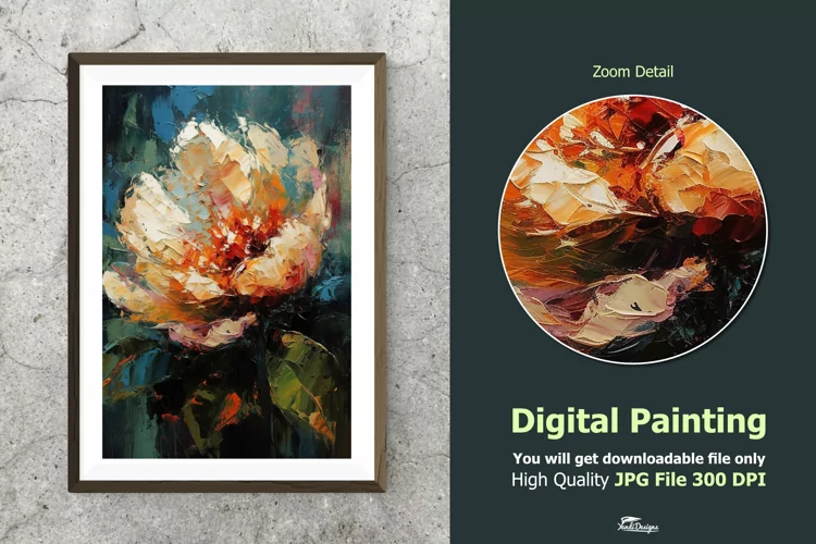 Flower Petal Impressionist Digital Painting V12