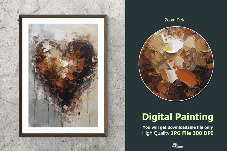 Abstract Heart Impressionist Digital Painting V2 example image 1