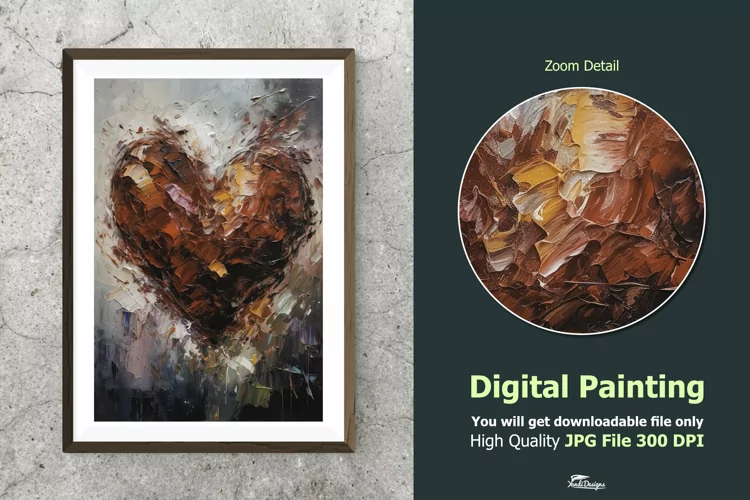 Abstract Heart Impressionist Digital Painting V3
