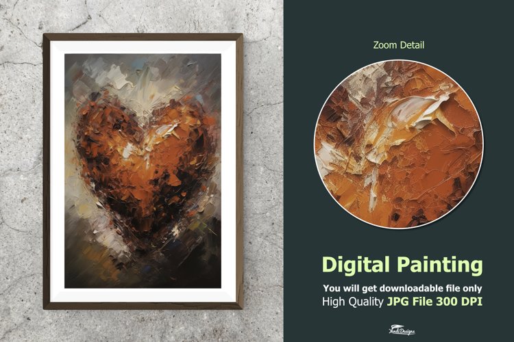 Abstract Heart Impressionist Digital Painting V4
