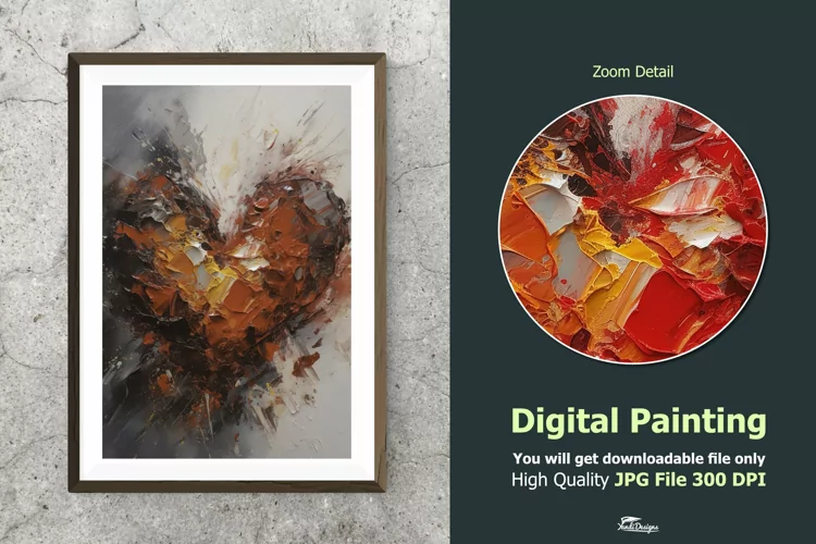 Abstract Heart Impressionist Digital Painting V7