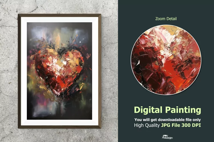 Abstract Heart Impressionist Digital Painting V8