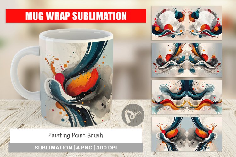 Mug Wrap Design Paint Brush Painting