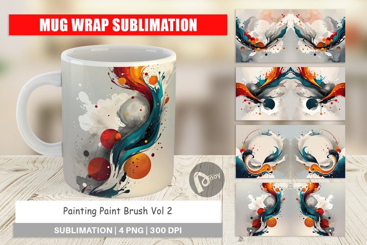 Mug Wrap Design Paint Brush Painting