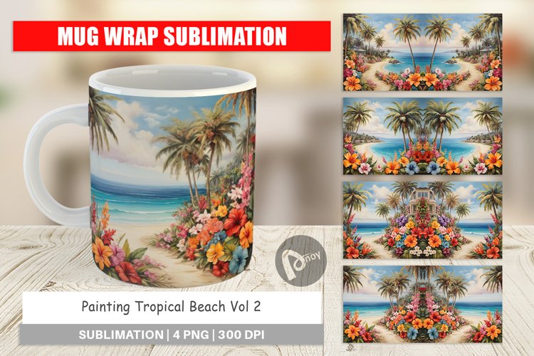 Mug Wrap Design Painting Tropical Beach