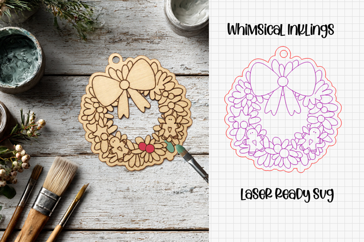 Paint Me Christmas Wreath Laser SVG