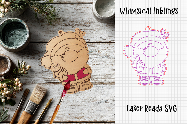 Paint Me Snowman Santa Ornament Laser SVG