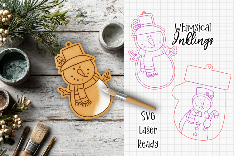 Paint Me Snow Pals Ornaments Laser SVG