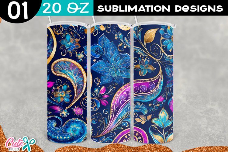 Paisley Sublimation Tumbler PNG