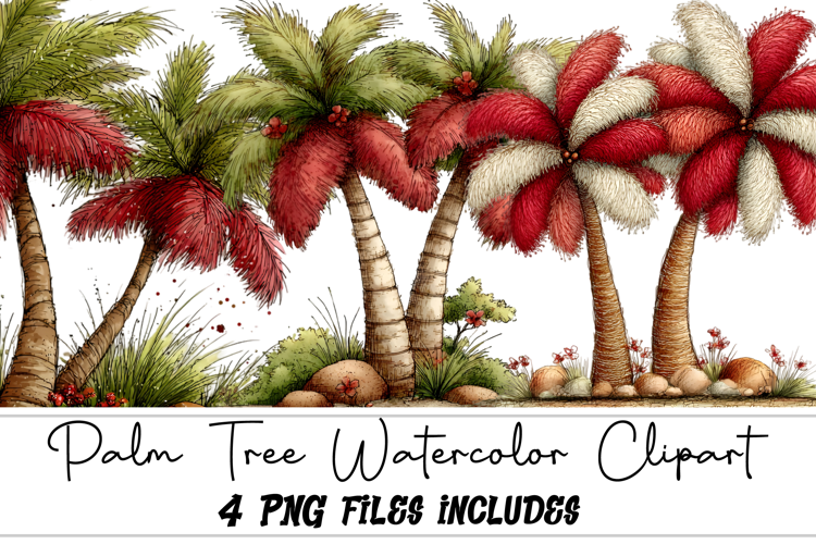 Palm Tree Watercolor Clipart