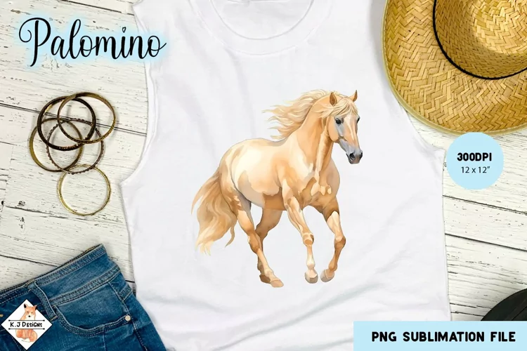 Palomino Horse Watercolor Design | Sublimation Clipart