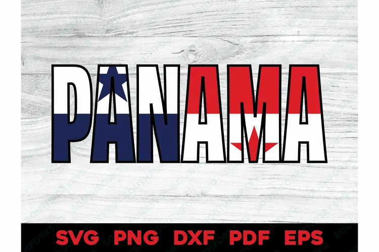 Panama Country Name Flag Design SVG PNG DXF EPS PDF