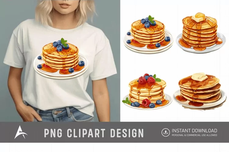 Watercolor Pancakes Clipart