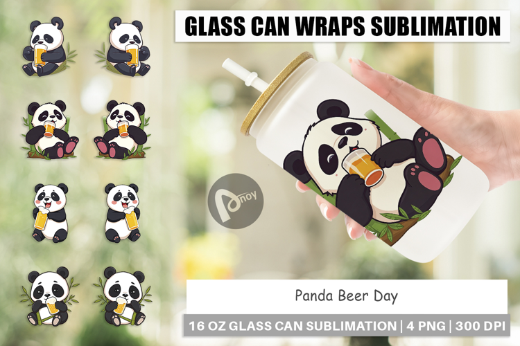 Glass Can Panda Beer Day