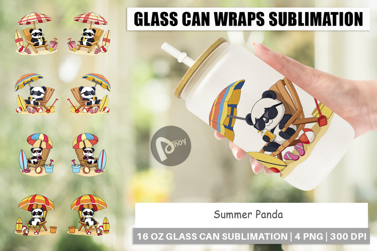 Glass Can Summer Panda