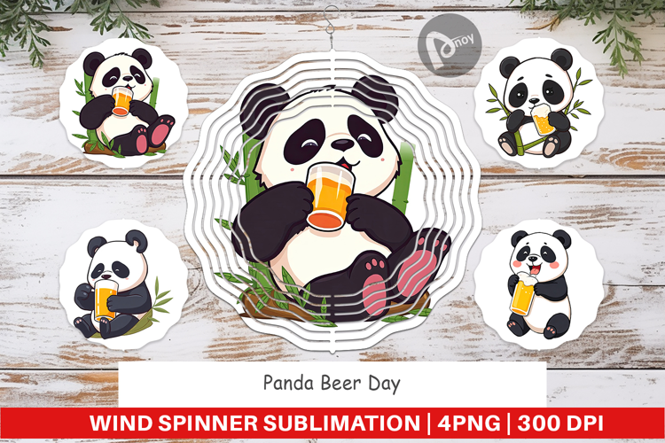 Wind Spinner Panda Beer Day