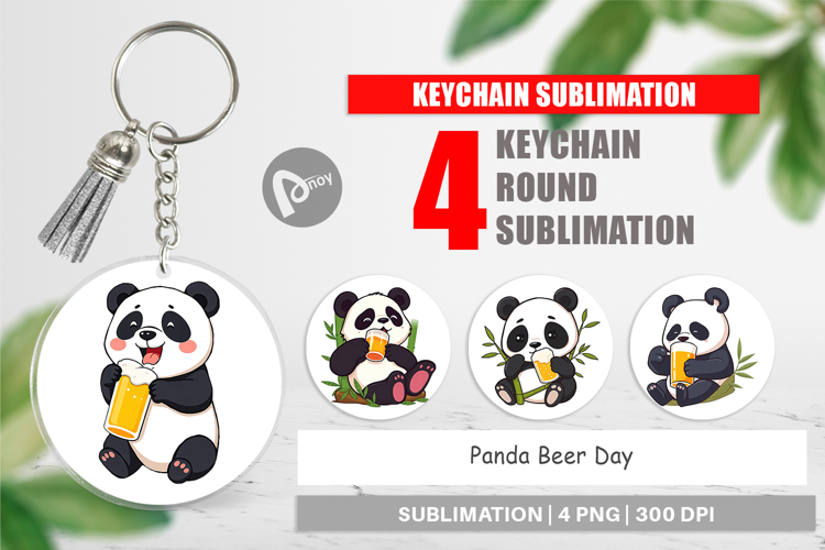 Keychain Panda Beer Day
