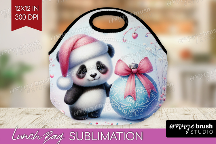 Panda Pastel Christmas Lunch Bag Coquette Xmas Lunch Bug PNG