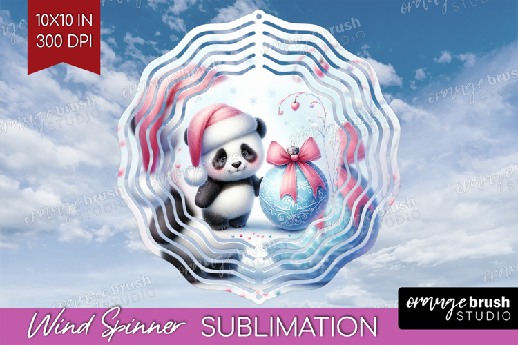Panda Pastel Christmas Wind Spinner Sublimation PNG Coquette