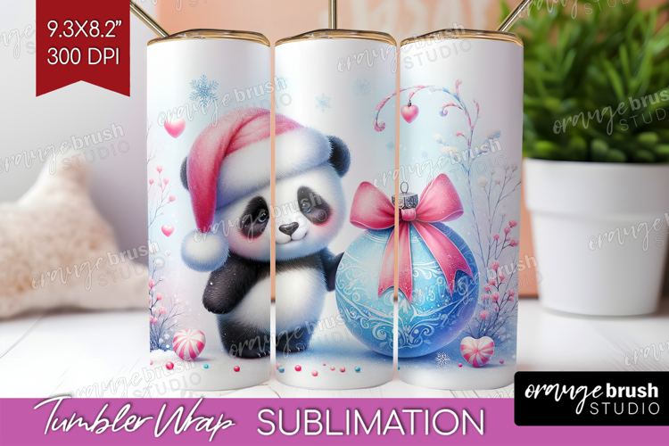 Panda Pastel Christmas Tumbler Wrap Coquette Xmas Tumbler