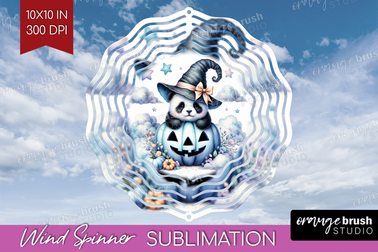 Panda Halloween Wind Spinner Sublimation PNG Coquette Round