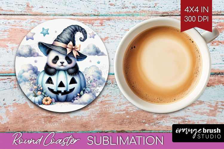 Panda Halloween Round Coaster Coquette Coaster PNG