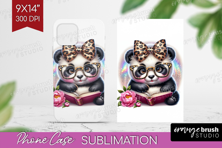 Panda Reading Phone Case PNG Book Lover Case PNG Sublimation